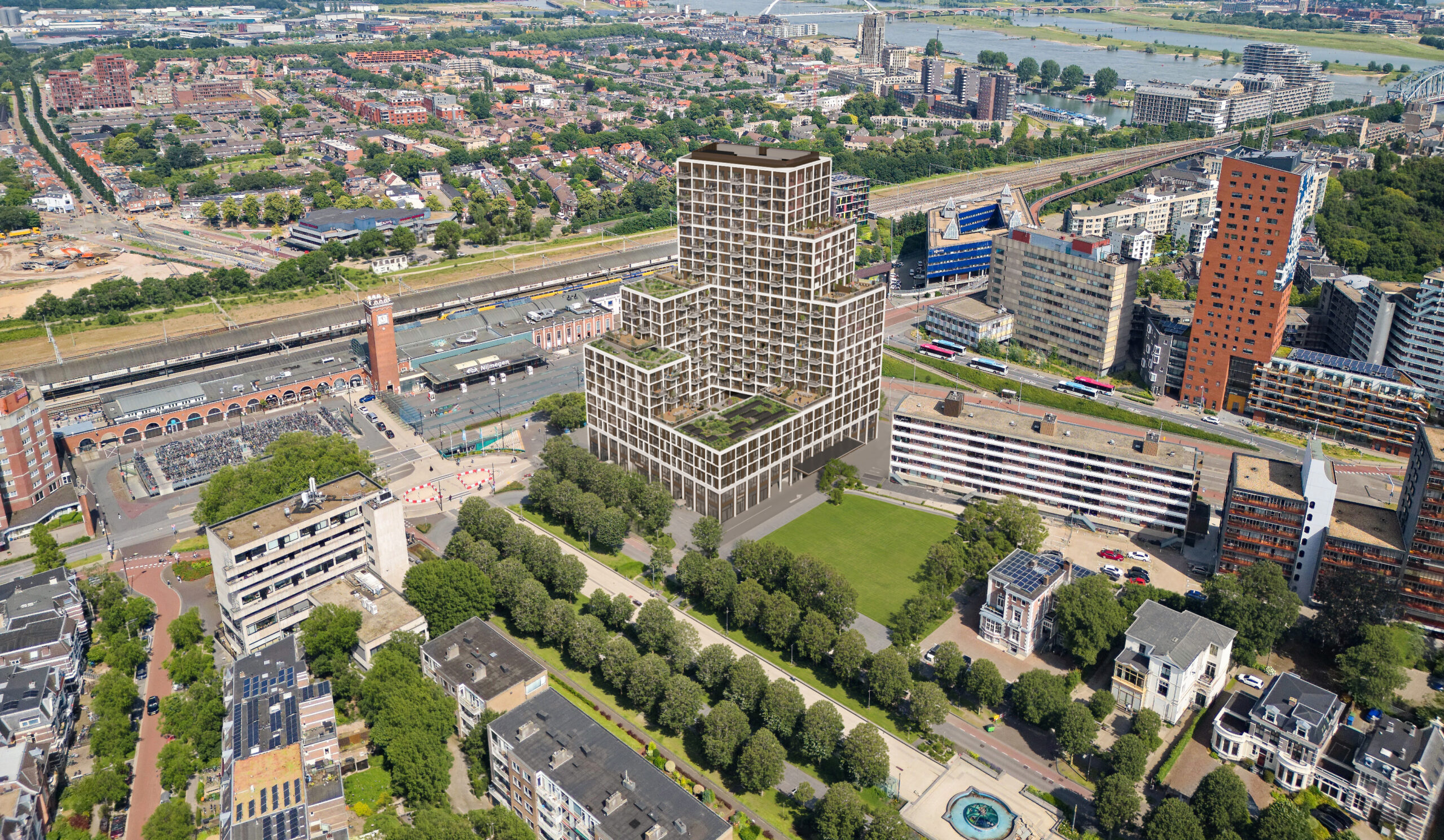 Artist impression van Het Nieuwe Metterswane vanaf de Van Schaeck Mathonsingel.